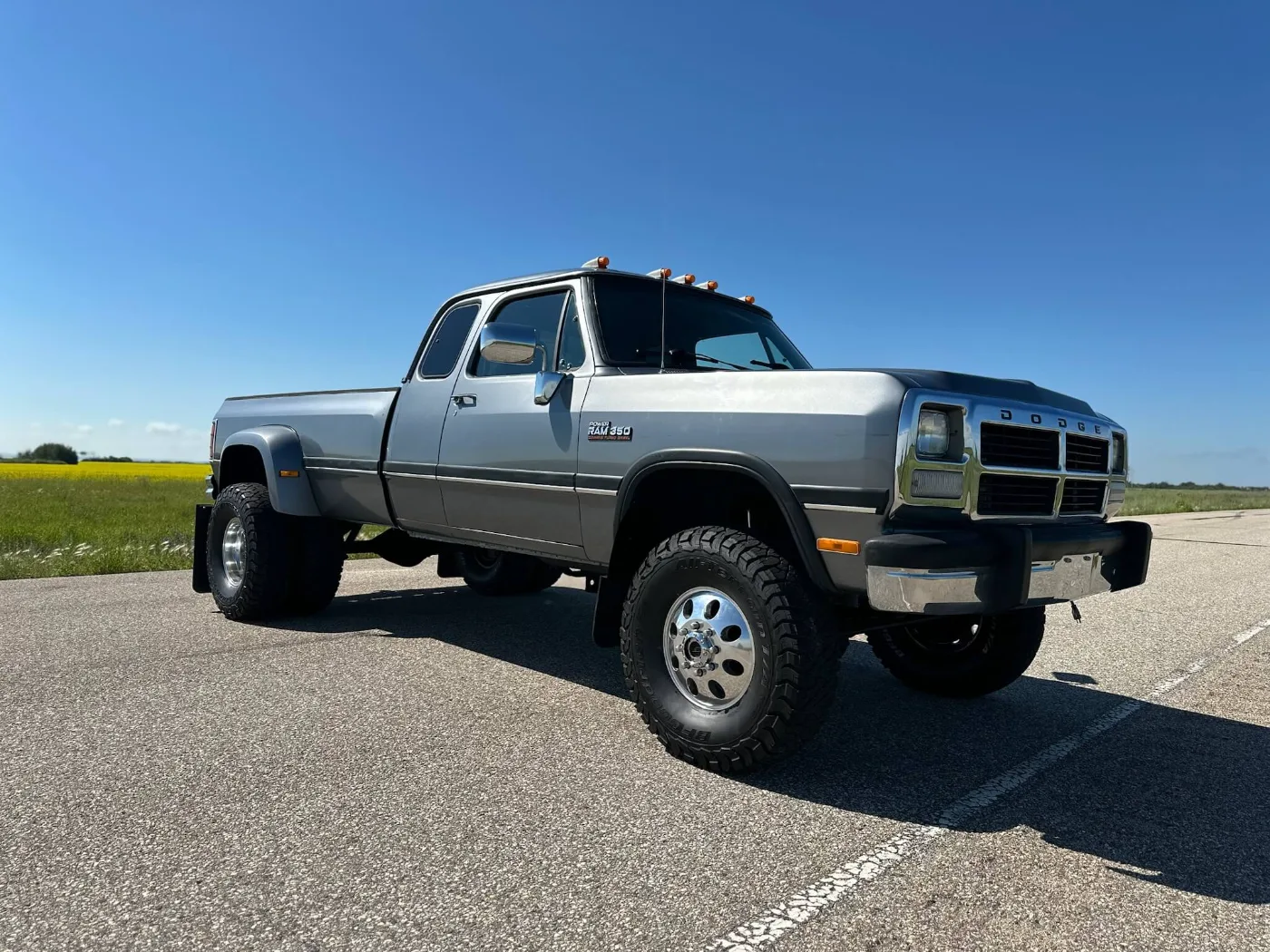 Silver Dodge Power Ram 350 Cummins dually extended cab