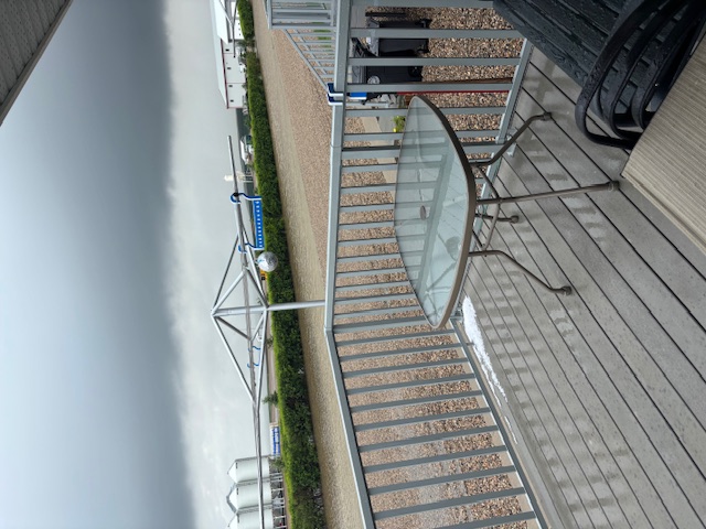 Outrigger pad equipment staged on an industrial deck